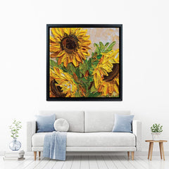 Sunflowers Warmth Square Canvas Print wall art product Olga Tkachyk