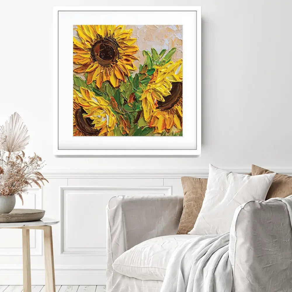 Sunflowers Warmth Square Framed Art Print Sunflowers Warmth Square Framed Art Print wall art product Olga Tkachyk