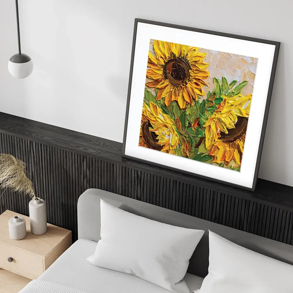Sunflowers Warmth Square Framed Art Print Sunflowers Warmth Square Framed Art Print wall art product Olga Tkachyk