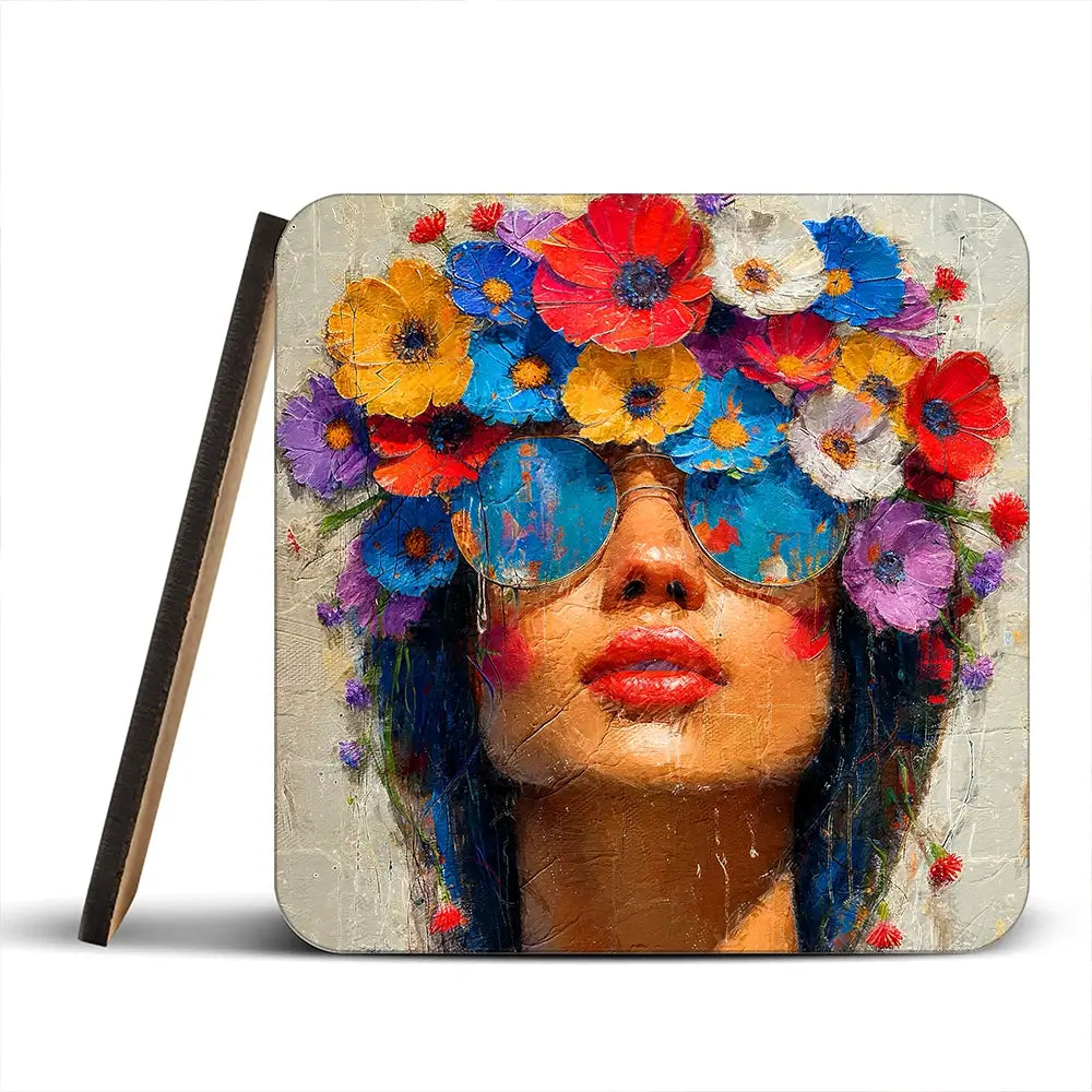 Sunglasses And Flowers Coaster Set Sunglasses And Flowers Coaster Set wall art product Art Print Shop