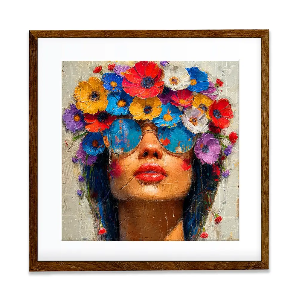 Sunglasses And Flowers Square Framed Art Print Sunglasses And Flowers Square Framed Art Print wall art product Art Print Shop