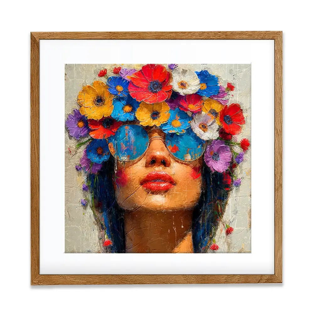 Sunglasses And Flowers Square Framed Art Print Sunglasses And Flowers Square Framed Art Print wall art product Art Print Shop