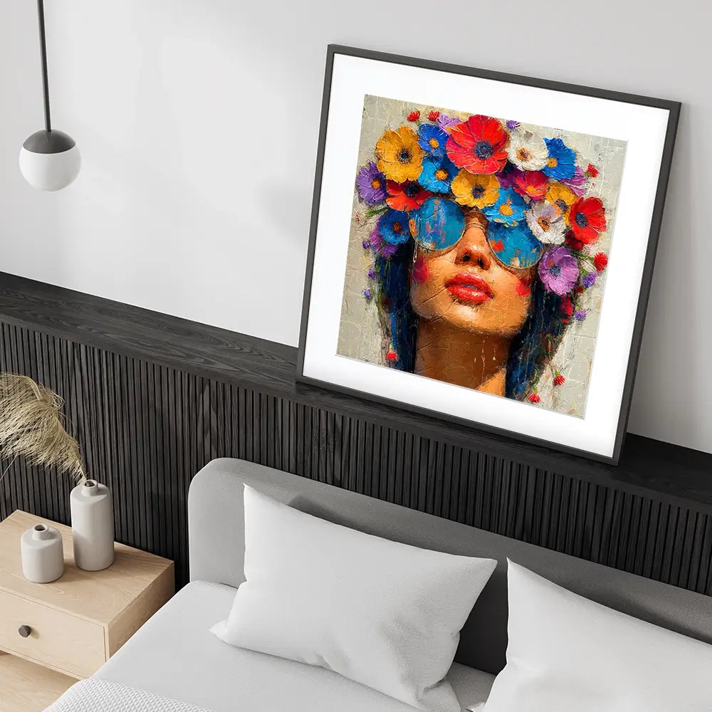 Sunglasses And Flowers Square Framed Art Print Sunglasses And Flowers Square Framed Art Print wall art product Art Print Shop