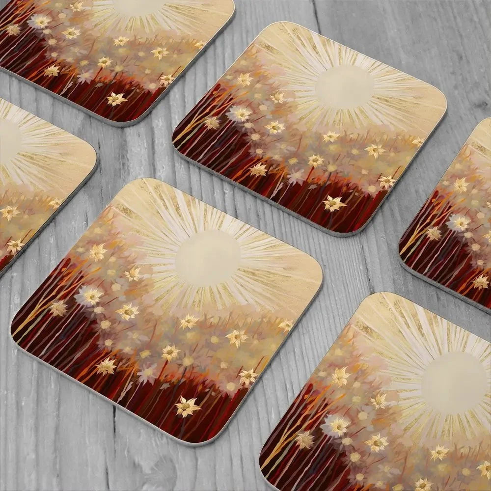 Sunkissed Blooms Coaster Set Sunkissed Blooms Coaster Set wall art product Isabella Karolewicz