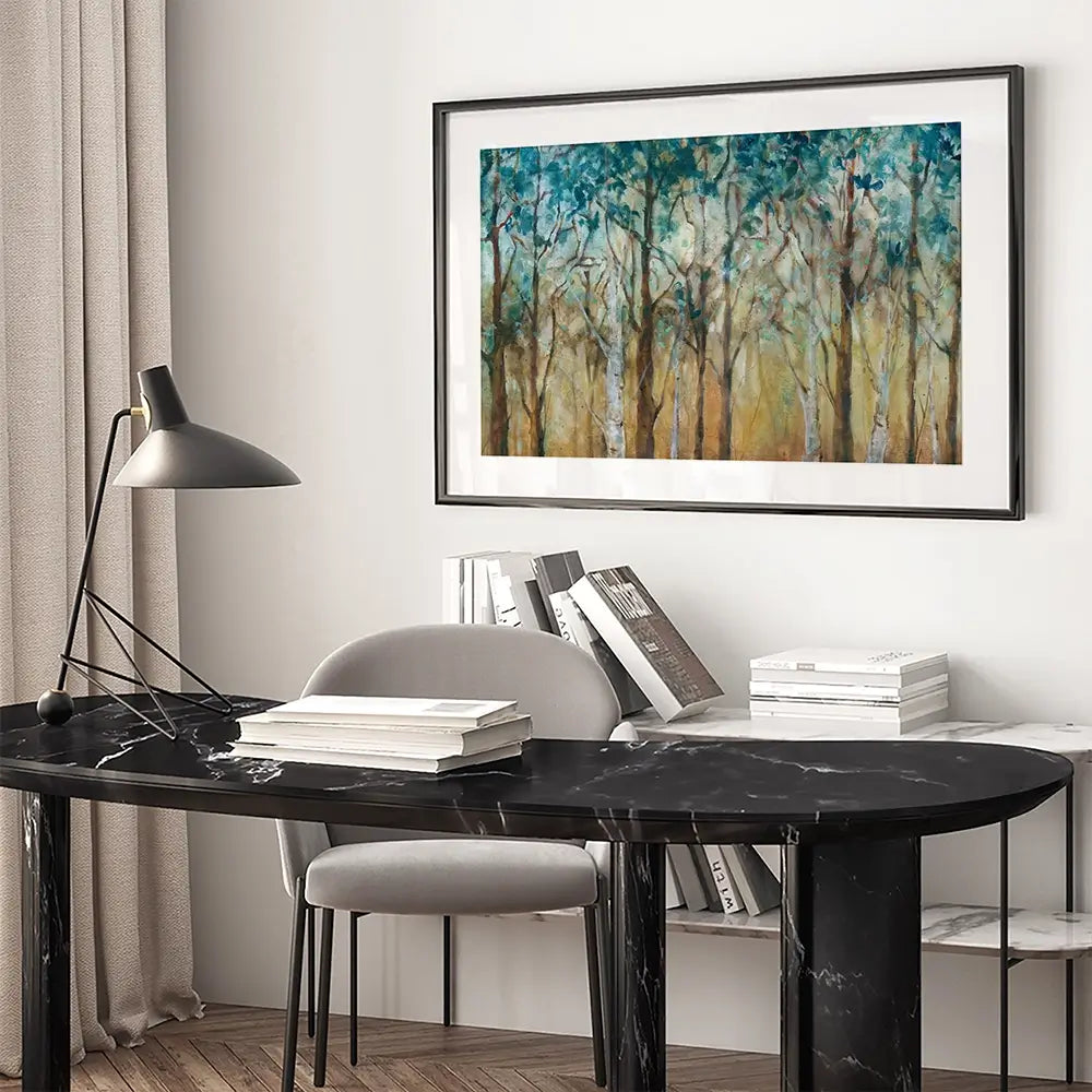 Sunlit Grove With Birch Framed Art Print Sunlit Grove With Birch Framed Art Print wall art product Carol Robinson