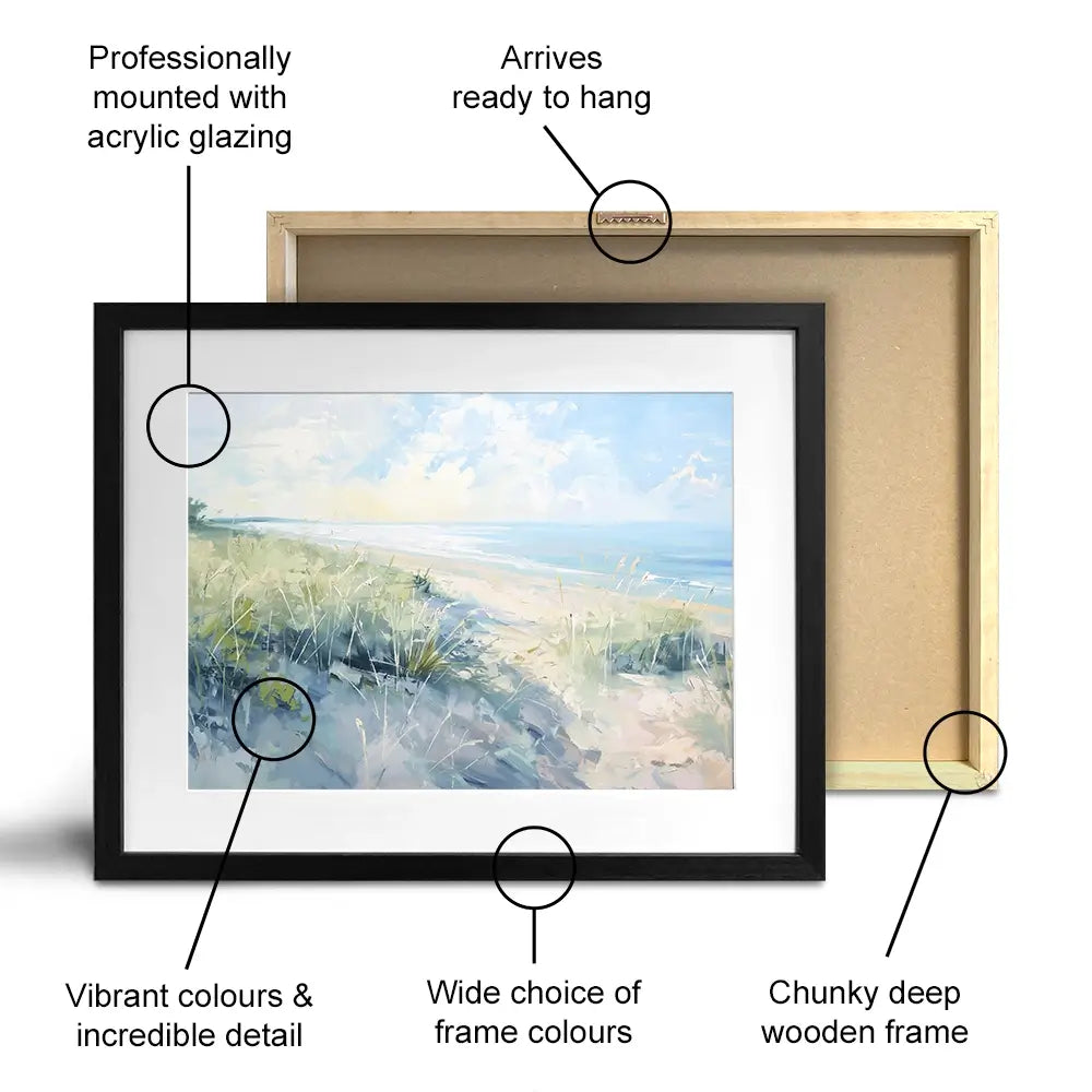 Sunny Day At The Coast Framed Art Print Sunny Day At The Coast Framed Art Print wall art product Gina Kelly - Independent