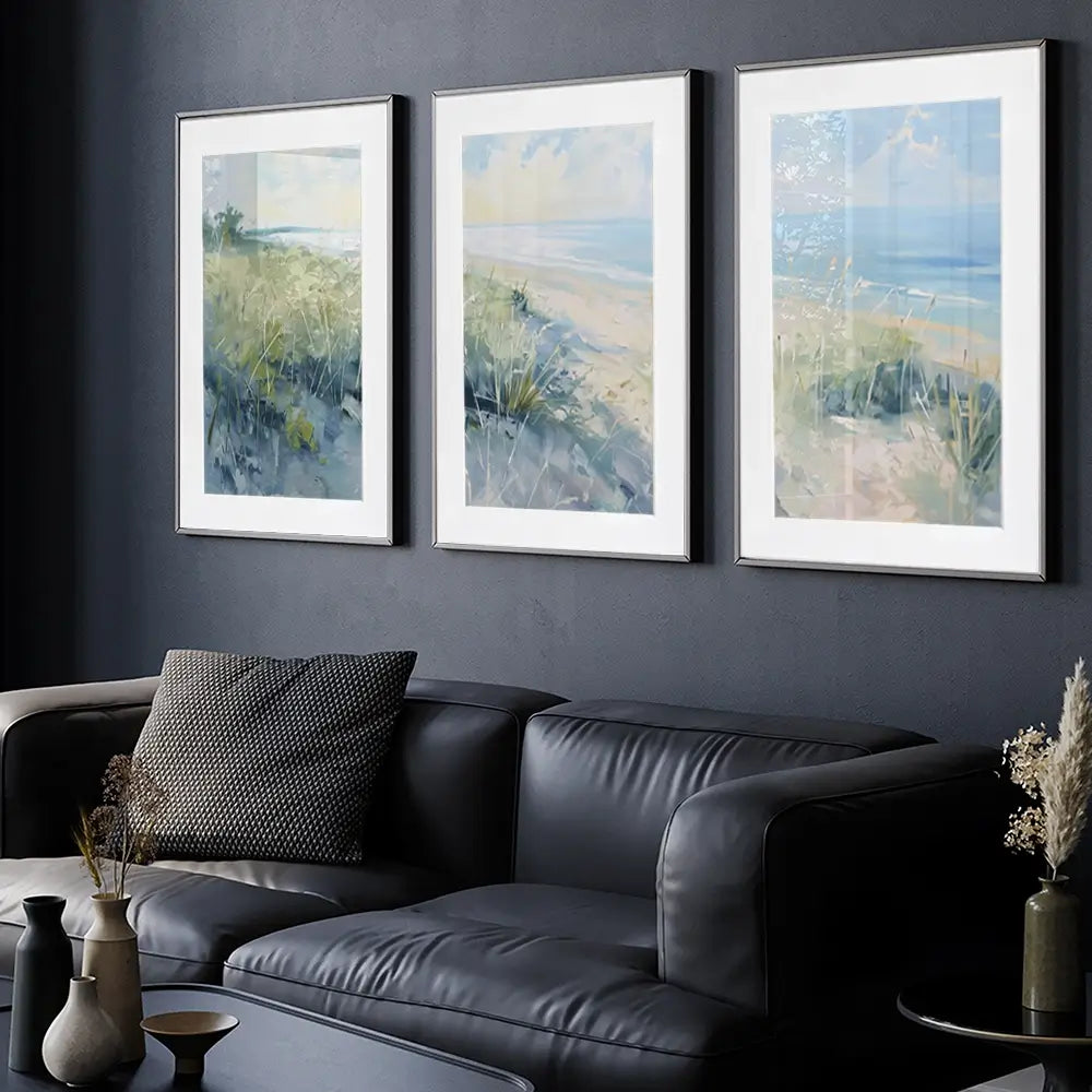 Sunny Day At The Coast Framed Art Print Trio Sunny Day At The Coast Framed Art Print Trio wall art product Gina Kelly - Independent