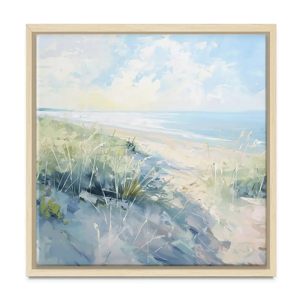 Sunny Day At The Coast Square Canvas Print Sunny Day At The Coast Square Canvas Print wall art product Gina Kelly - Independent