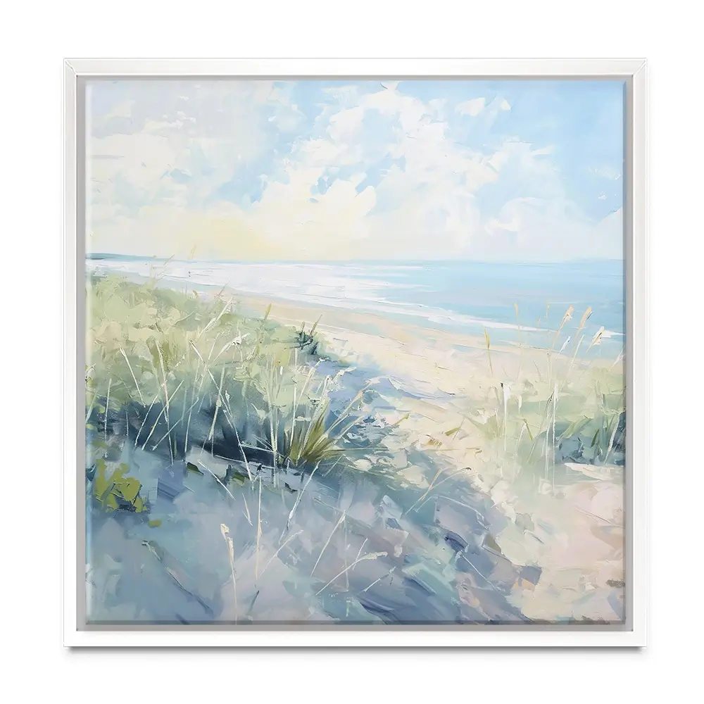 Sunny Day At The Coast Square Canvas Print Sunny Day At The Coast Square Canvas Print wall art product Gina Kelly - Independent