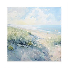 Sunny Day At The Coast Square Canvas Print Sunny Day At The Coast Square Canvas Print wall art product Gina Kelly - Independent