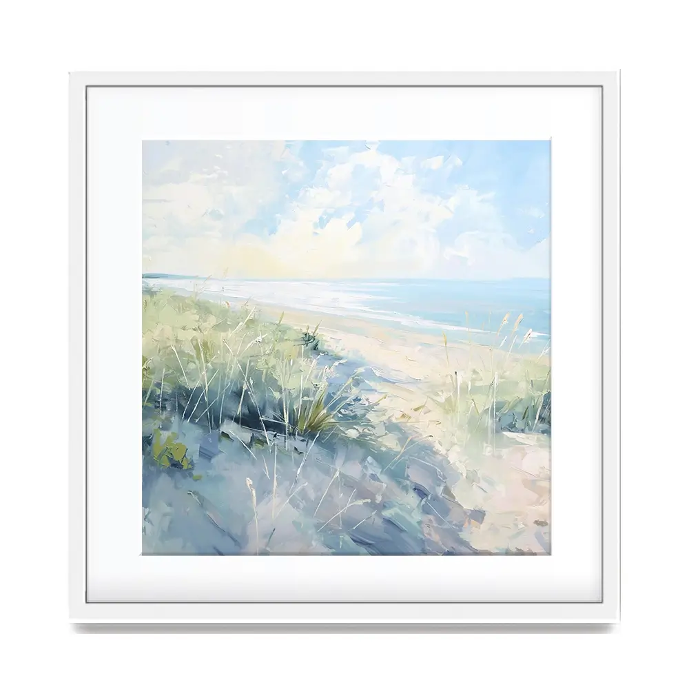 Sunny Day At The Coast Square Framed Art Print Sunny Day At The Coast Square Framed Art Print wall art product Gina Kelly - Independent