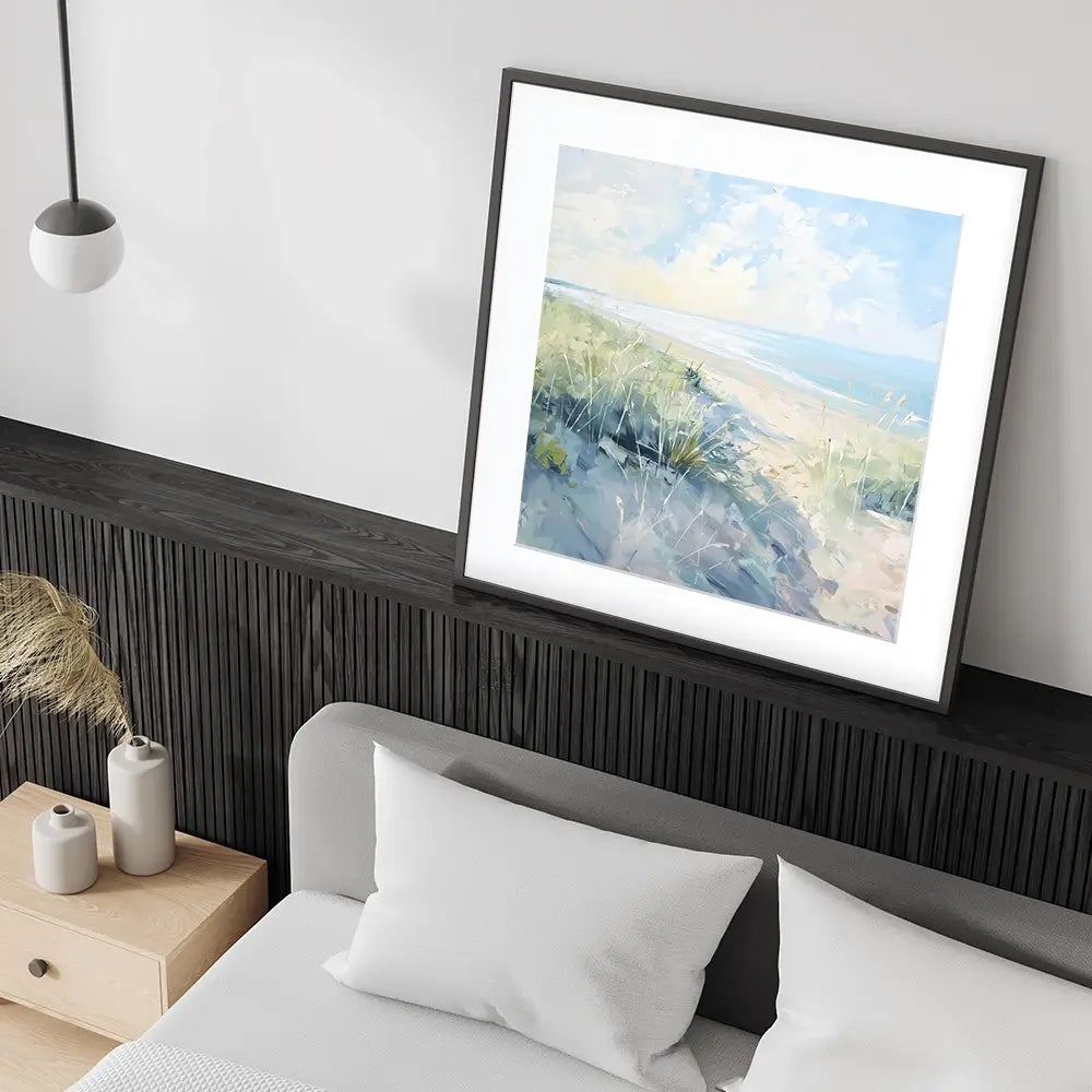 Sunny Day At The Coast Square Framed Art Print Sunny Day At The Coast Square Framed Art Print wall art product Gina Kelly - Independent