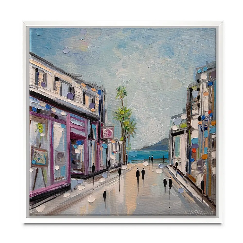 Sunny Shopping Day Square Canvas Print Sunny Shopping Day Square Canvas Print wall art product Ekaterina Ermilkina
