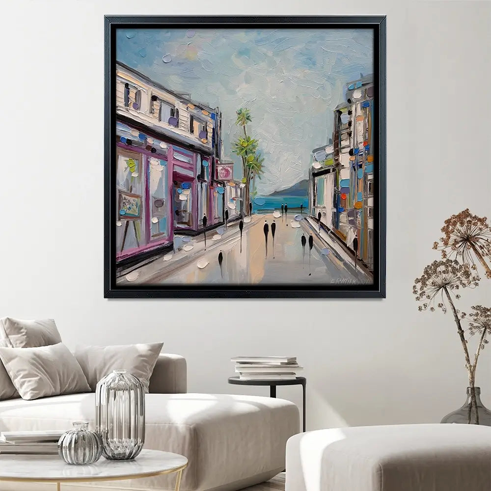 Sunny Shopping Day Square Canvas Print Sunny Shopping Day Square Canvas Print wall art product Ekaterina Ermilkina