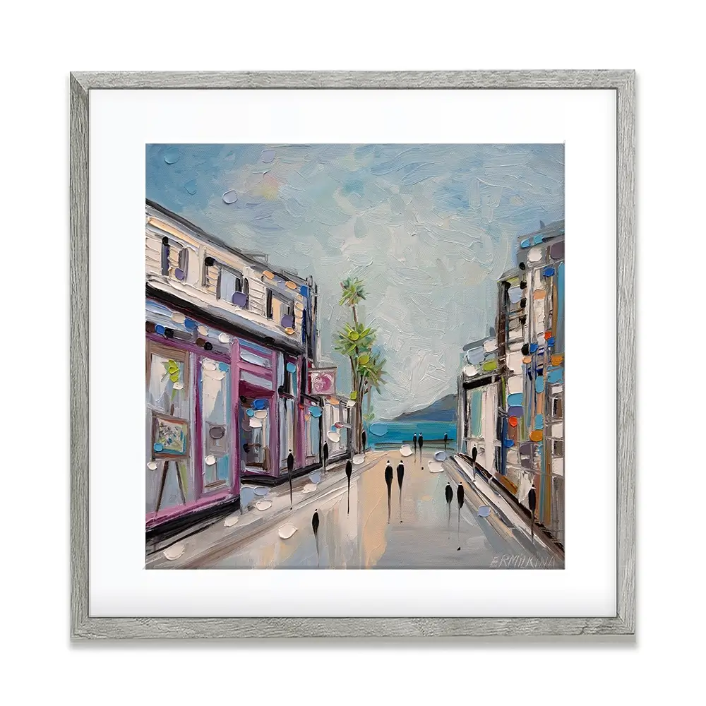 Sunny Shopping Day Square Framed Art Print Sunny Shopping Day Square Framed Art Print wall art product Ekaterina Ermilkina