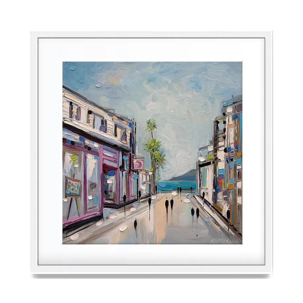 Sunny Shopping Day Square Framed Art Print Sunny Shopping Day Square Framed Art Print wall art product Ekaterina Ermilkina