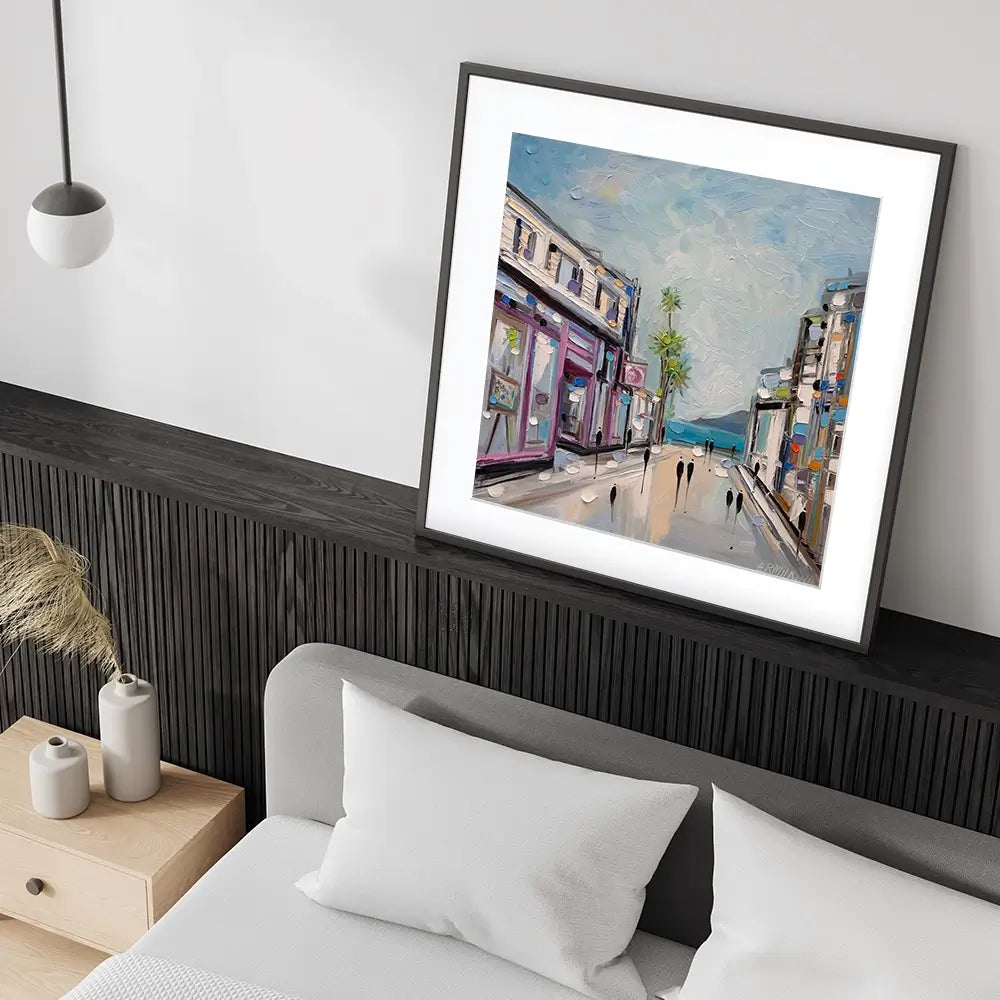 Sunny Shopping Day Square Framed Art Print Sunny Shopping Day Square Framed Art Print wall art product Ekaterina Ermilkina