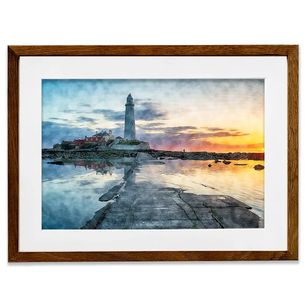 Sunrise Over A Lighthouse Framed Art Print Sunrise Over A Lighthouse Framed Art Print wall art product Helen Hotson / Shutterstock