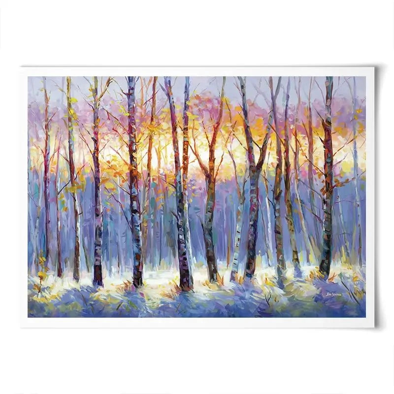 Sunrise Over The Birch Tree Forest Art Print Sunrise Over The Birch Tree Forest Art Print wall art product Leon Devenice