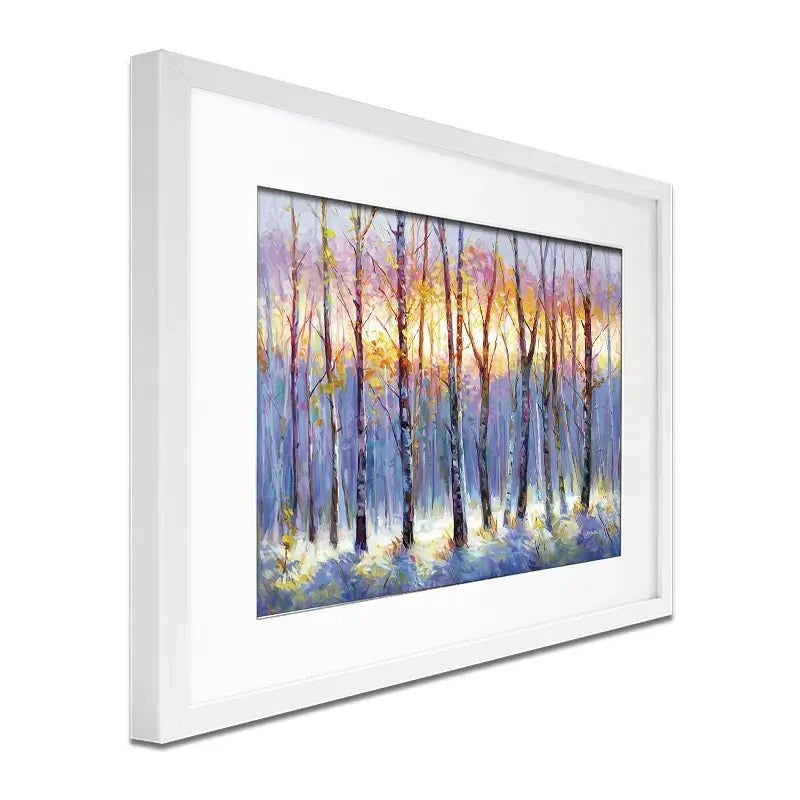 Sunrise Over The Birch Tree Forest Framed Art Print Sunrise Over The Birch Tree Forest Framed Art Print wall art product Leon Devenice
