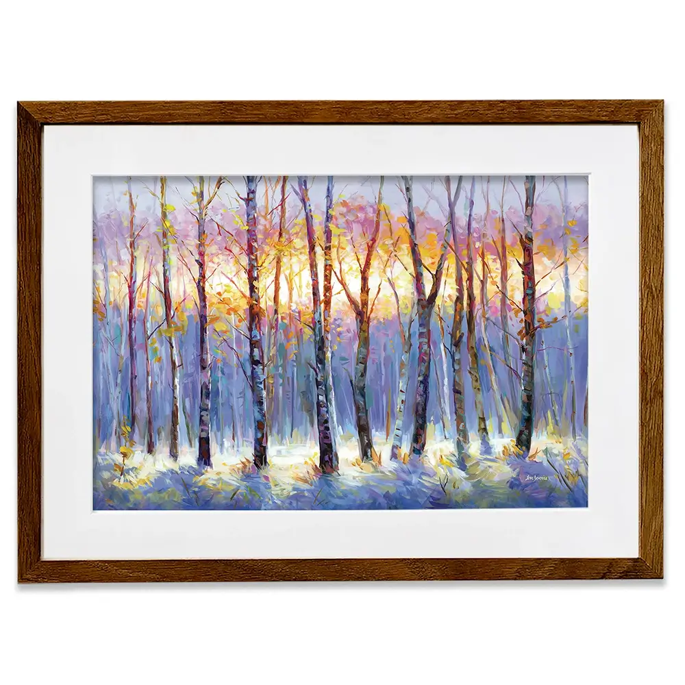 Sunrise Over The Birch Tree Forest Framed Art Print Sunrise Over The Birch Tree Forest Framed Art Print wall art product Leon Devenice