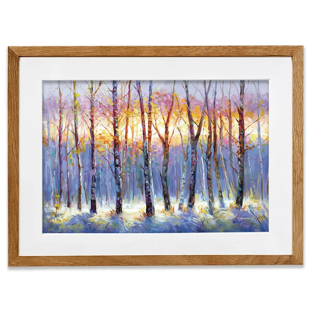 Sunrise Over The Birch Tree Forest Framed Art Print Sunrise Over The Birch Tree Forest Framed Art Print wall art product Leon Devenice