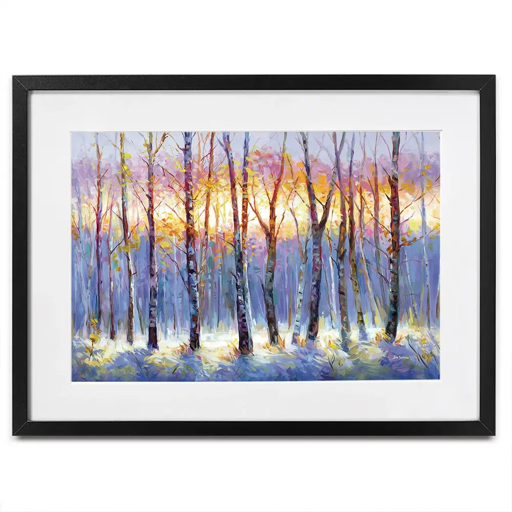 Sunrise Over The Birch Tree Forest Framed Art Print Sunrise Over The Birch Tree Forest Framed Art Print wall art product Leon Devenice