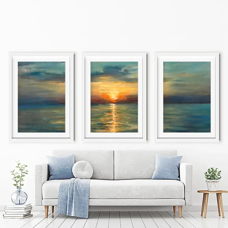 Sunrise Over The Sea Framed Art Print Trio Sunrise Over The Sea Framed Art Print Trio wall art product OlgaOsa / Shutterstock