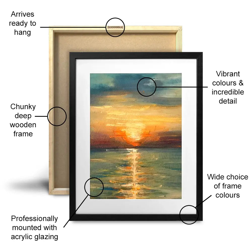 Sunrise Over The Sea Framed Art Print Trio Sunrise Over The Sea Framed Art Print Trio wall art product OlgaOsa / Shutterstock
