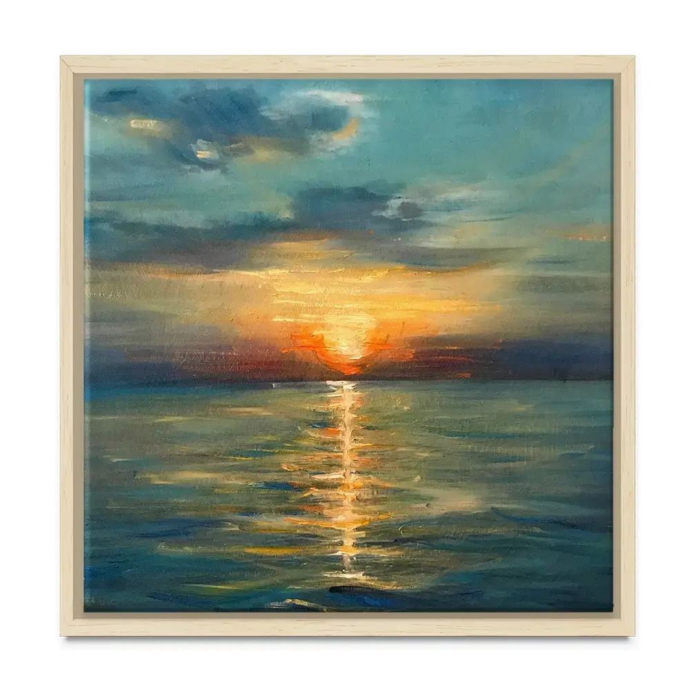 Sunrise Over The Sea Square Canvas Print Sunrise Over The Sea Square Canvas Print wall art product OlgaOsa / Shutterstock
