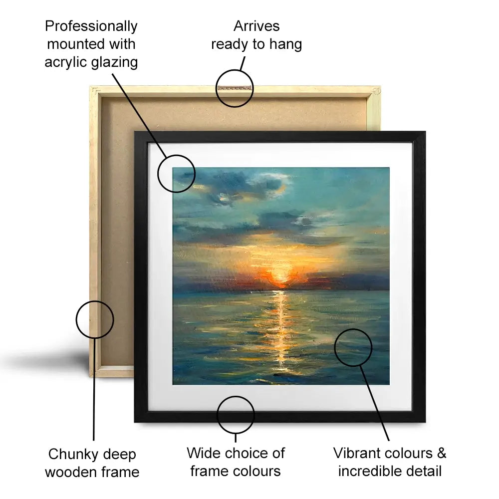 Sunrise Over The Sea Square Framed Art Print Sunrise Over The Sea Square Framed Art Print wall art product OlgaOsa / Shutterstock