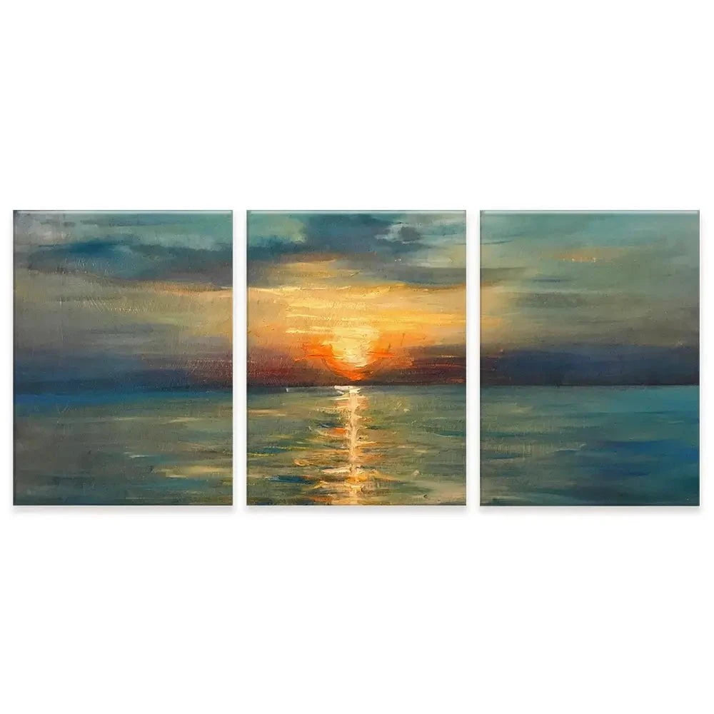 Sunrise Over The Sea Trio Canvas Print Sunrise Over The Sea Trio Canvas Print wall art product OlgaOsa / Shutterstock