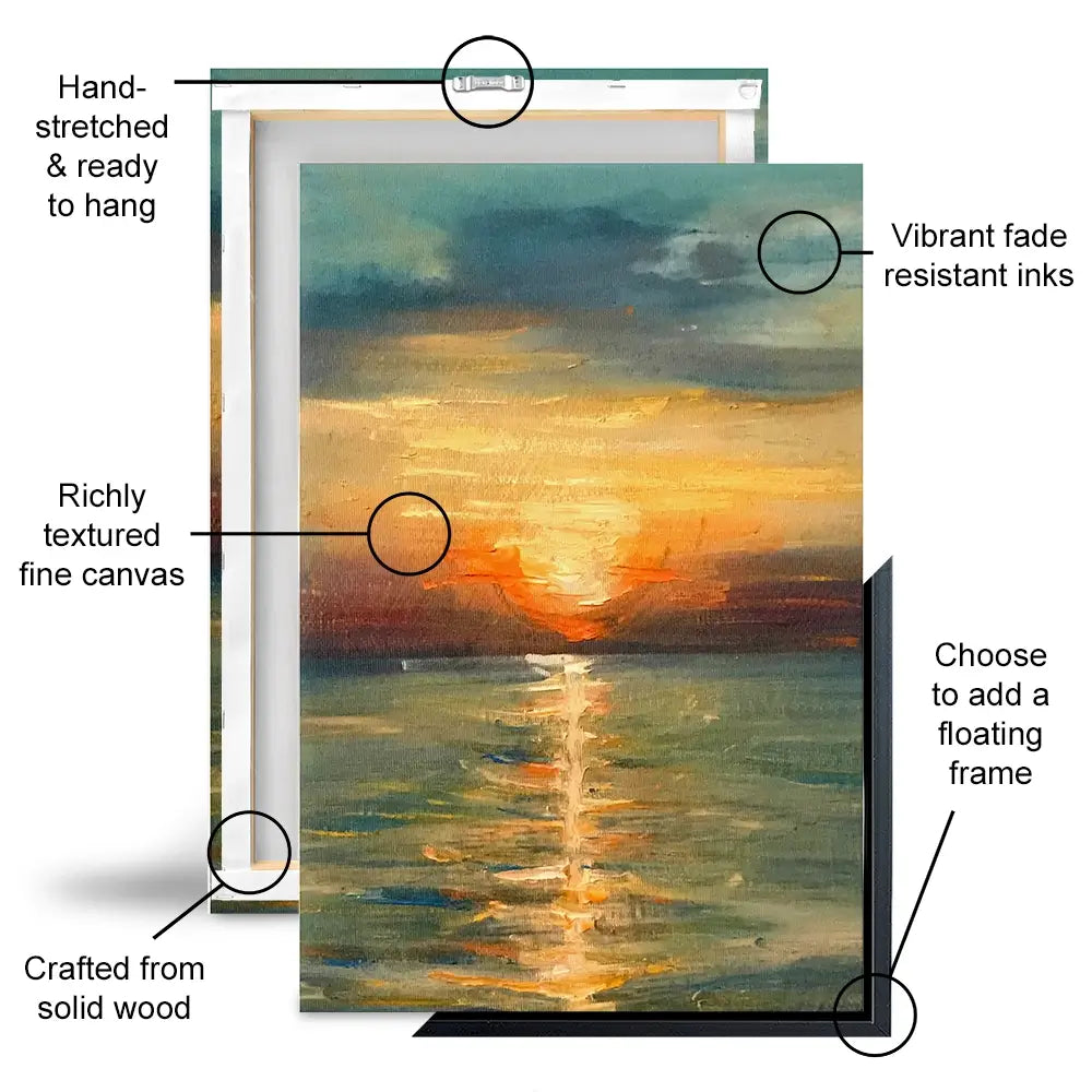 Sunrise Over The Sea Trio Canvas Print Sunrise Over The Sea Trio Canvas Print wall art product OlgaOsa / Shutterstock