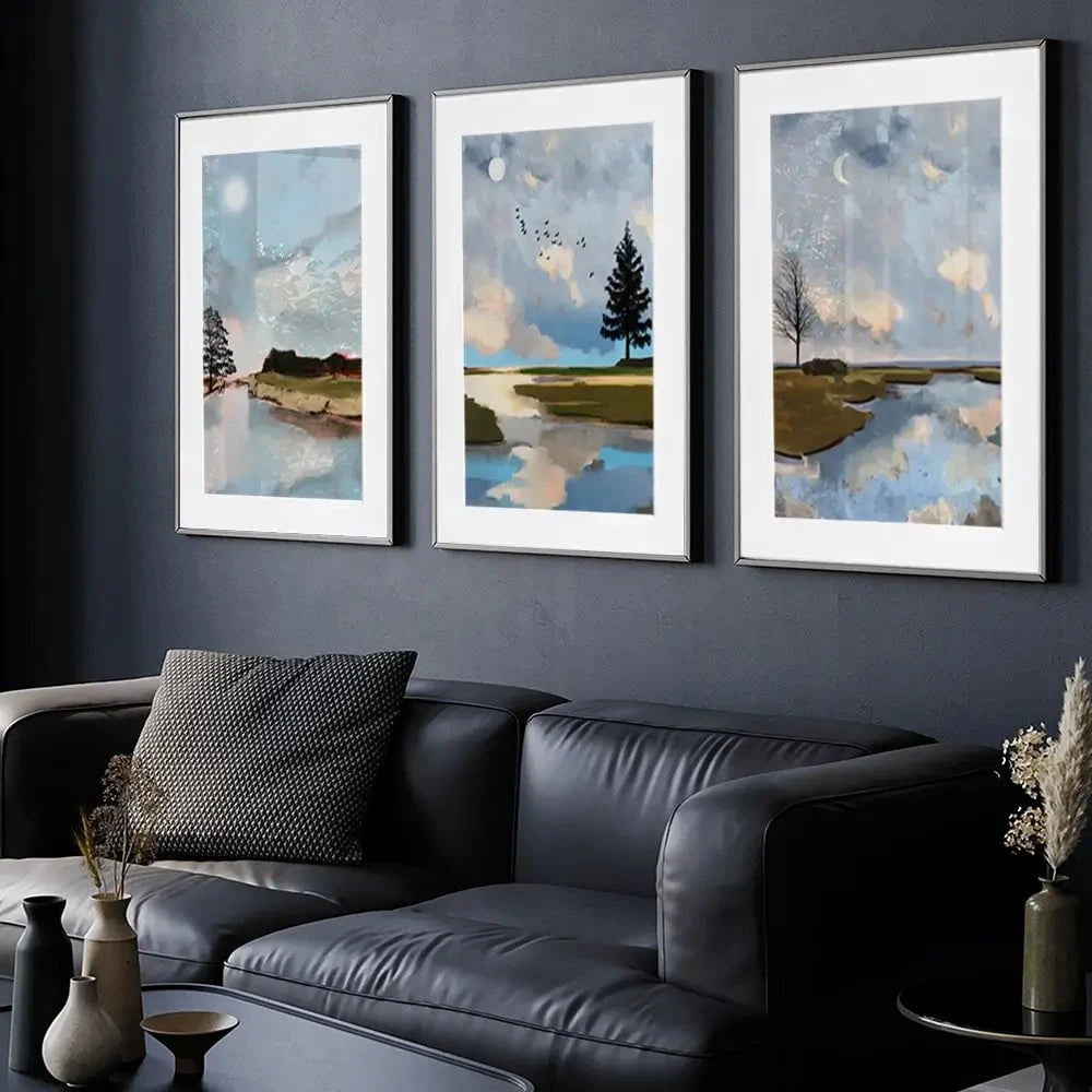 Sunrise To Sunset Framed Art Print Trio Sunrise To Sunset Framed Art Print Trio wall art product Greatart / Shutterstock