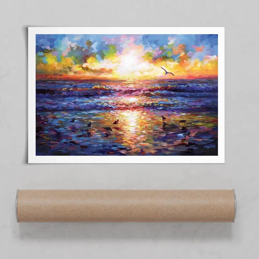 Sunset Beach Embrace Art Print Sunset Beach Embrace Art Print wall art product Leon Devenice