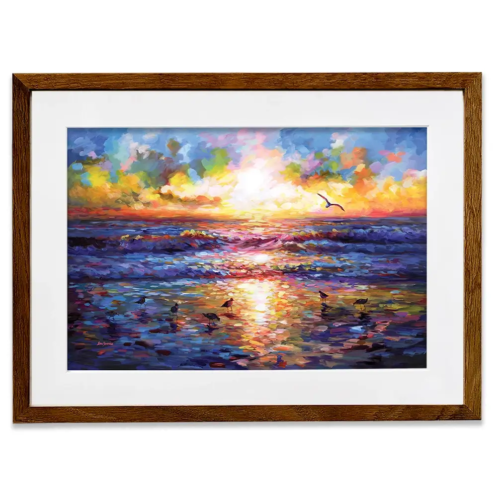 Sunset Beach Embrace Framed Art Print Sunset Beach Embrace Framed Art Print wall art product Leon Devenice