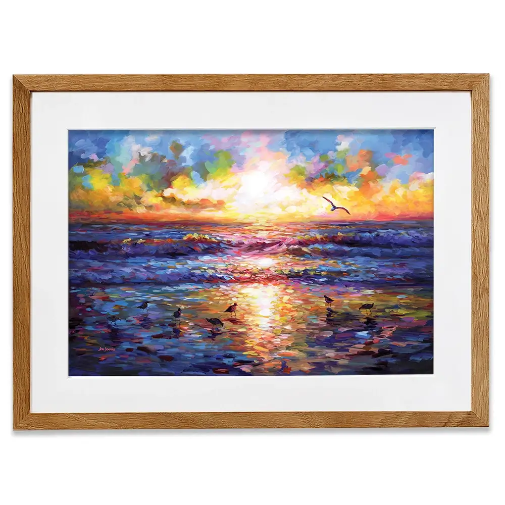 Sunset Beach Embrace Framed Art Print Sunset Beach Embrace Framed Art Print wall art product Leon Devenice