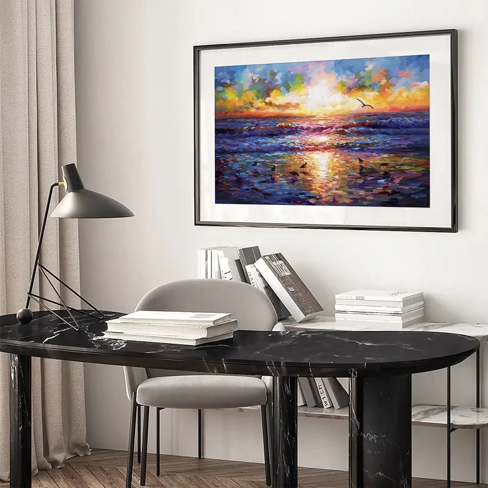 Sunset Beach Embrace Framed Art Print Sunset Beach Embrace Framed Art Print wall art product Leon Devenice