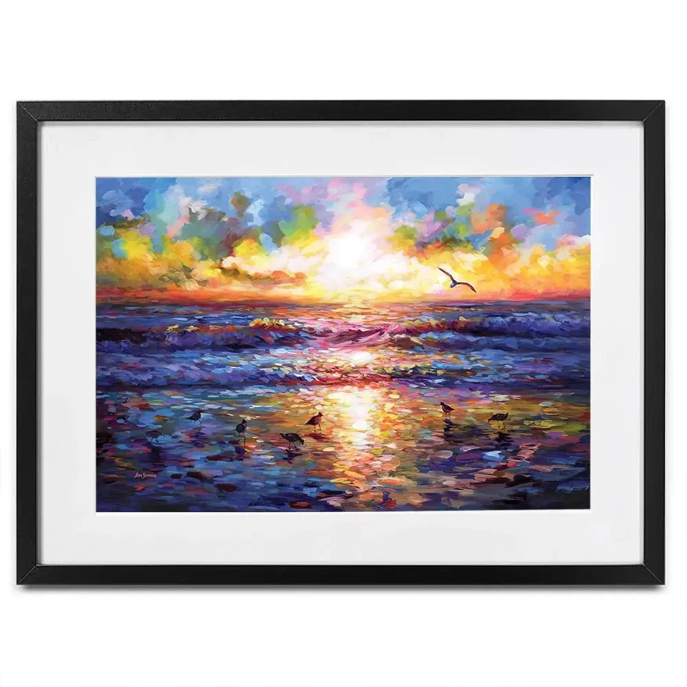 Sunset Beach Embrace Framed Art Print Sunset Beach Embrace Framed Art Print wall art product Leon Devenice