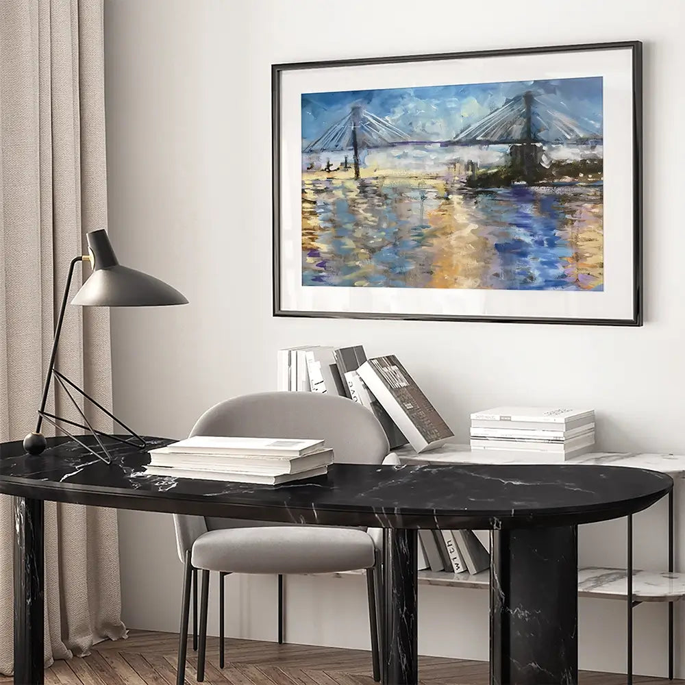 Sunset Bridge Framed Art Print Sunset Bridge Framed Art Print wall art product Tiffani Taylor - Independent