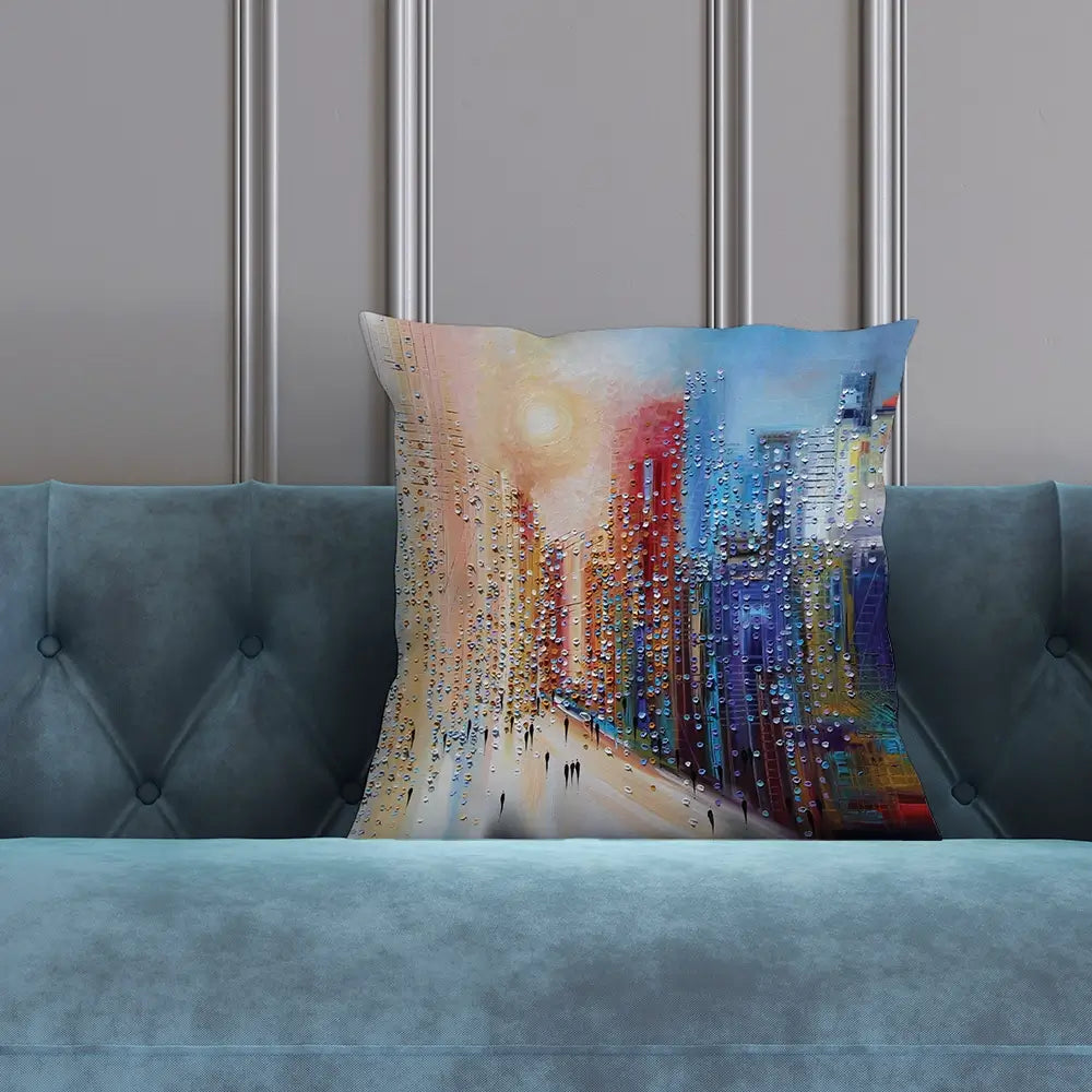 Sunset City Cushion Sunset City Cushion wall art product Ekaterina Ermilkina