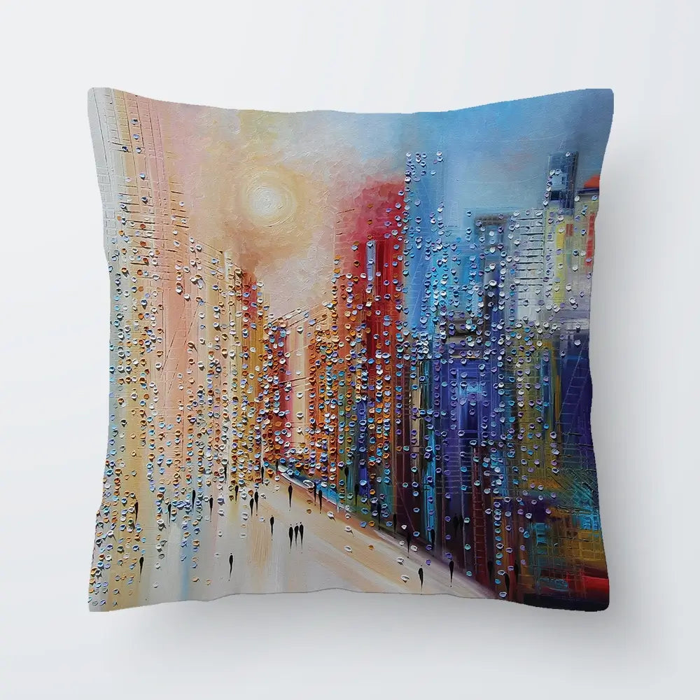 Sunset City Cushion Sunset City Cushion wall art product Ekaterina Ermilkina