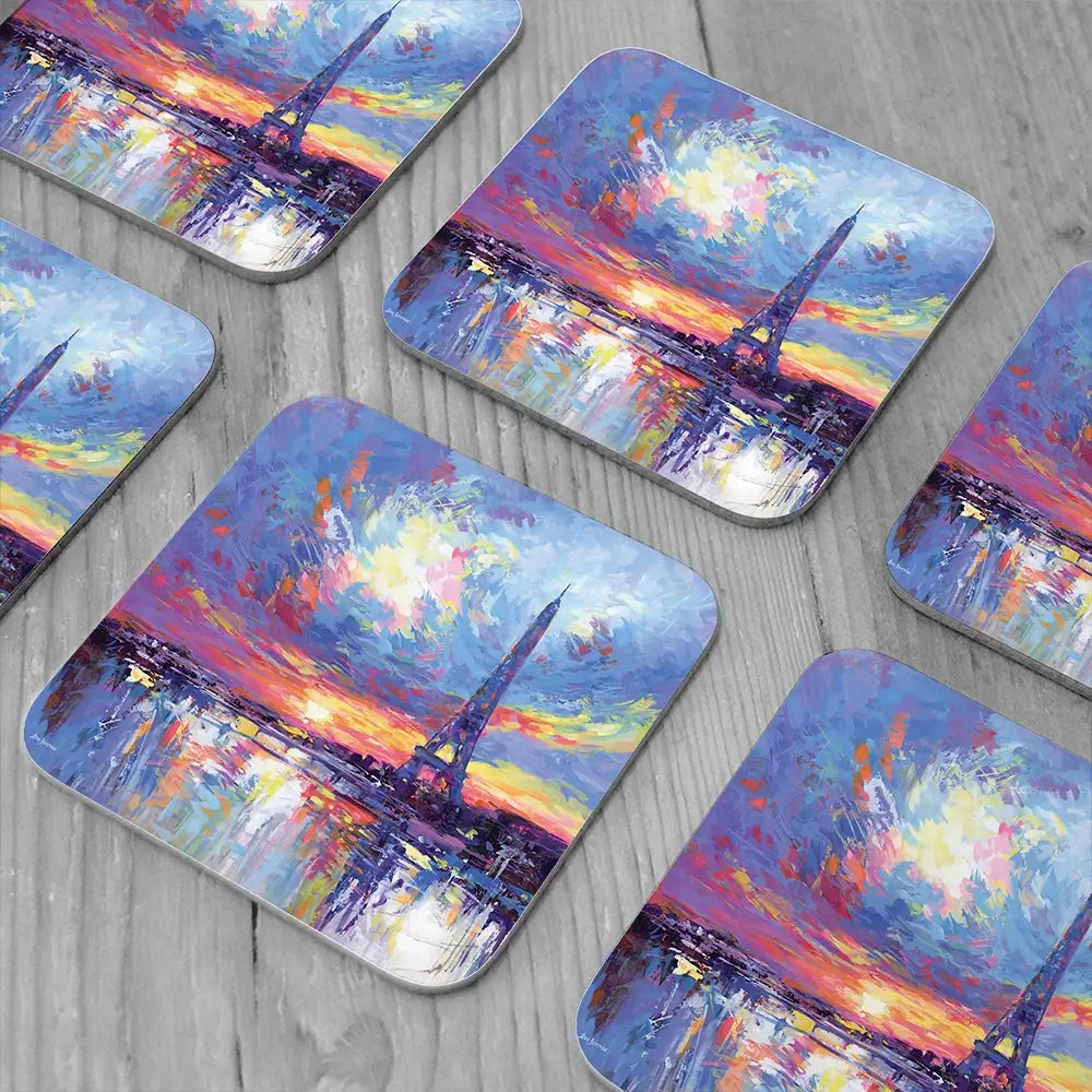 Sunset Eiffel Coaster Set Sunset Eiffel Coaster Set wall art product Leon Devenice
