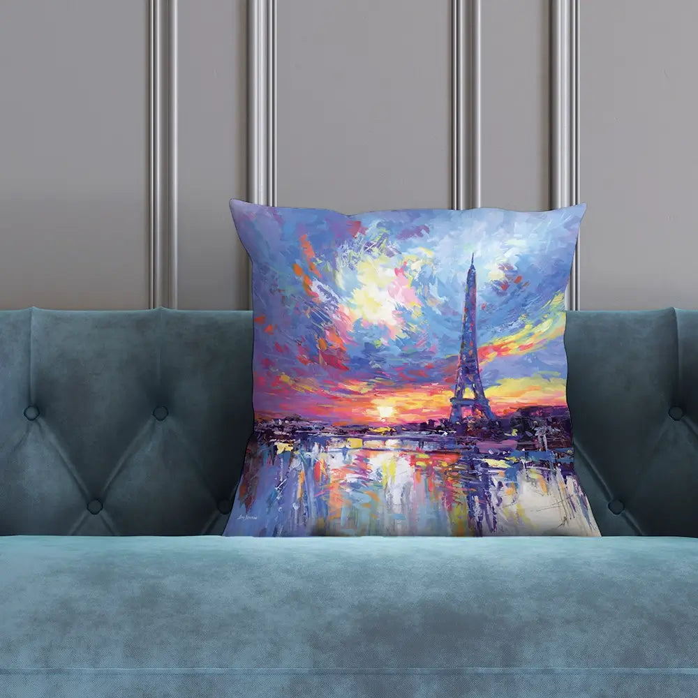Sunset Eiffel Cushion Sunset Eiffel Cushion wall art product Leon Devenice