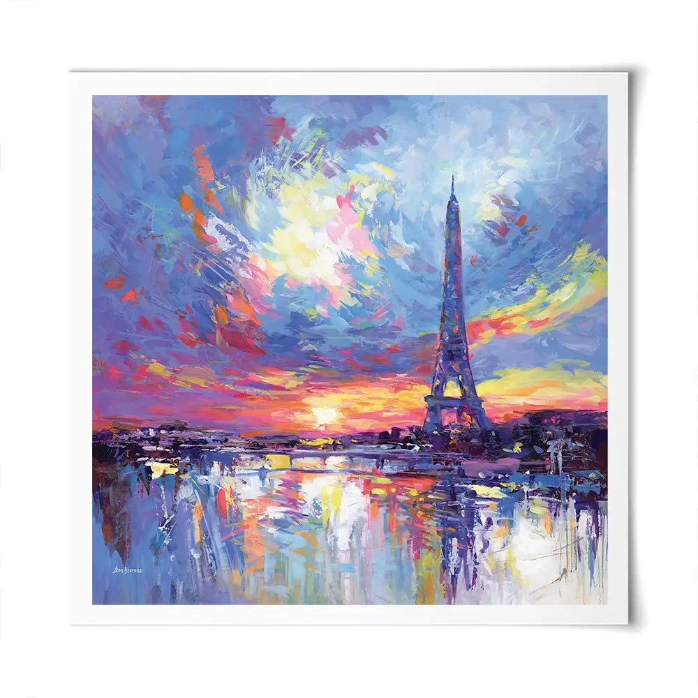 Sunset Eiffel Square Art Print Sunset Eiffel Square Art Print wall art product Leon Devenice