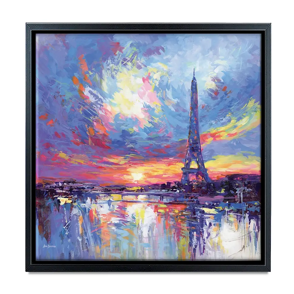 Sunset Eiffel Square Canvas Print Sunset Eiffel Square Canvas Print wall art product Leon Devenice