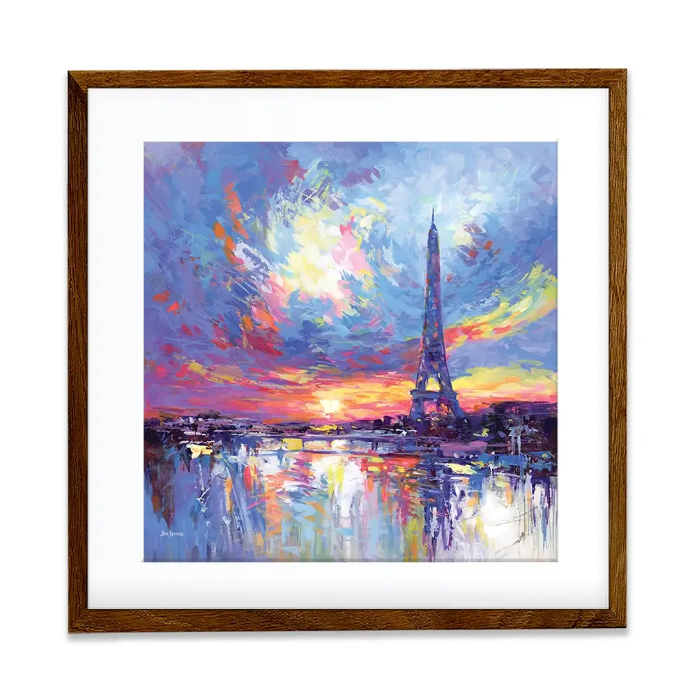 Sunset Eiffel Square Framed Art Print Sunset Eiffel Square Framed Art Print wall art product Leon Devenice
