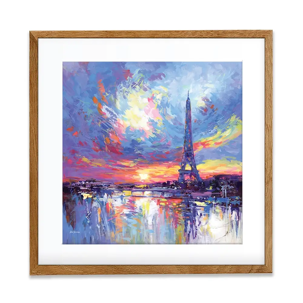 Sunset Eiffel Square Framed Art Print Sunset Eiffel Square Framed Art Print wall art product Leon Devenice