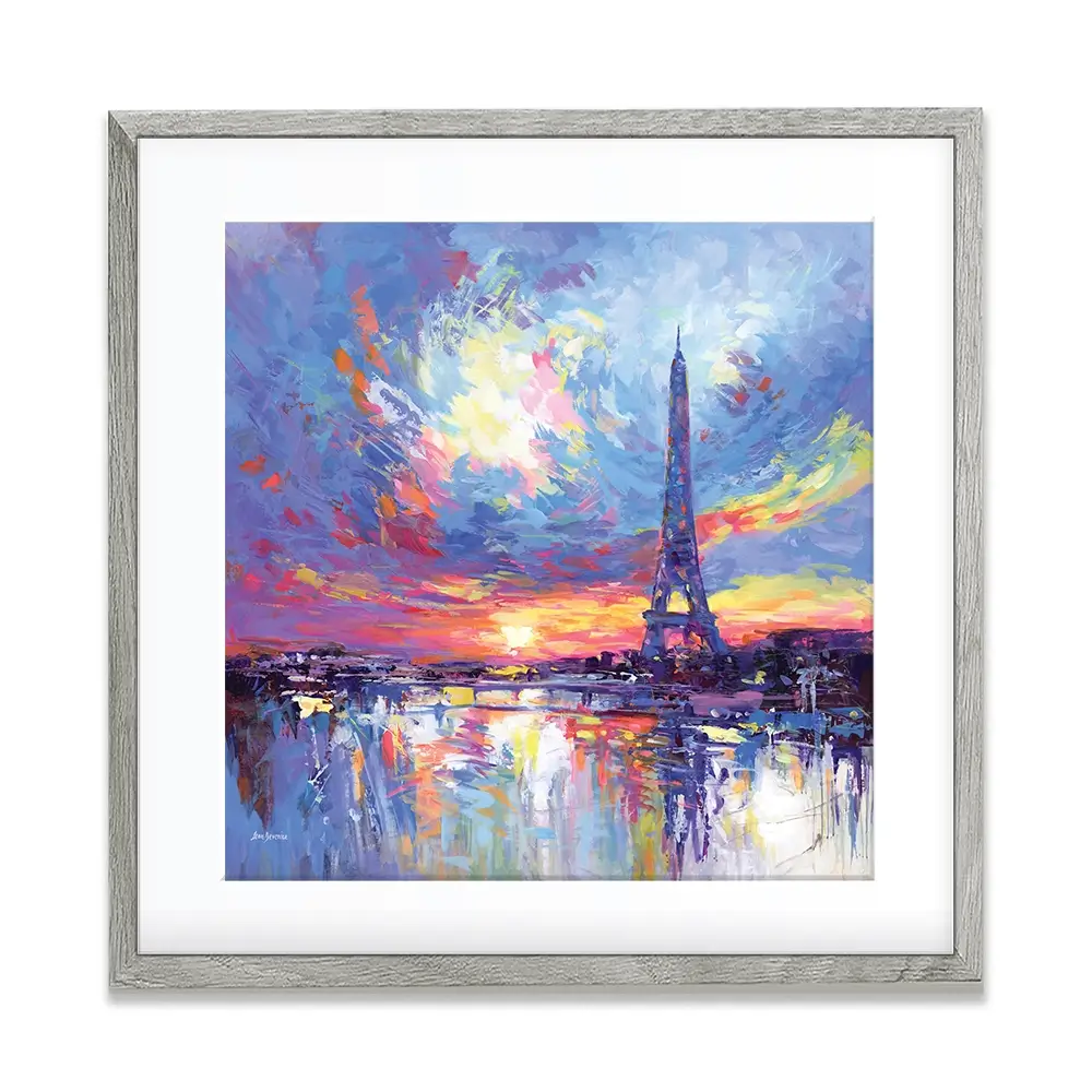 Sunset Eiffel Square Framed Art Print Sunset Eiffel Square Framed Art Print wall art product Leon Devenice