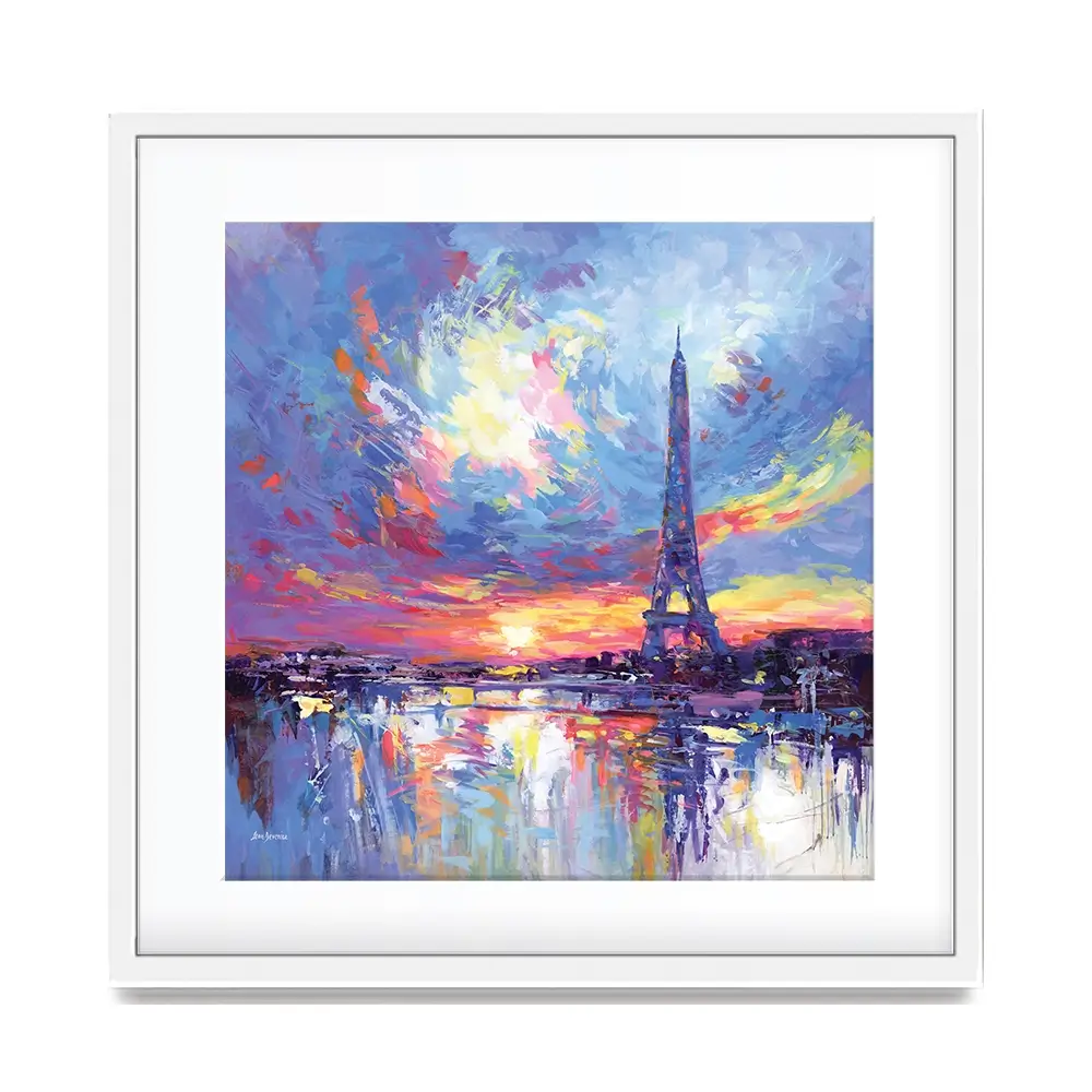 Sunset Eiffel Square Framed Art Print Sunset Eiffel Square Framed Art Print wall art product Leon Devenice